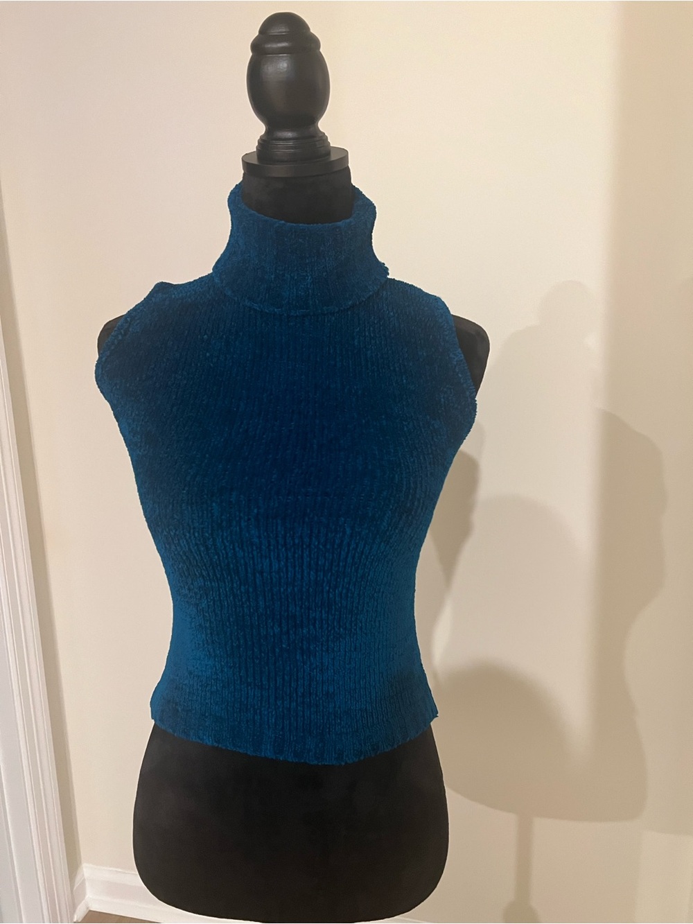 Sleeveless Turtleneck Chenille Top in Deep Teal